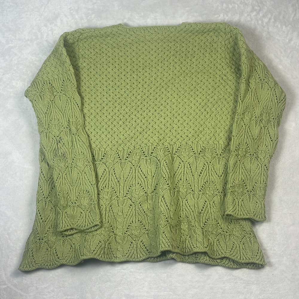 Aran Crafts Women's Sweater Green Size XXL Merino Wool V-Neck Made in Ireland - Picture 6 of 6